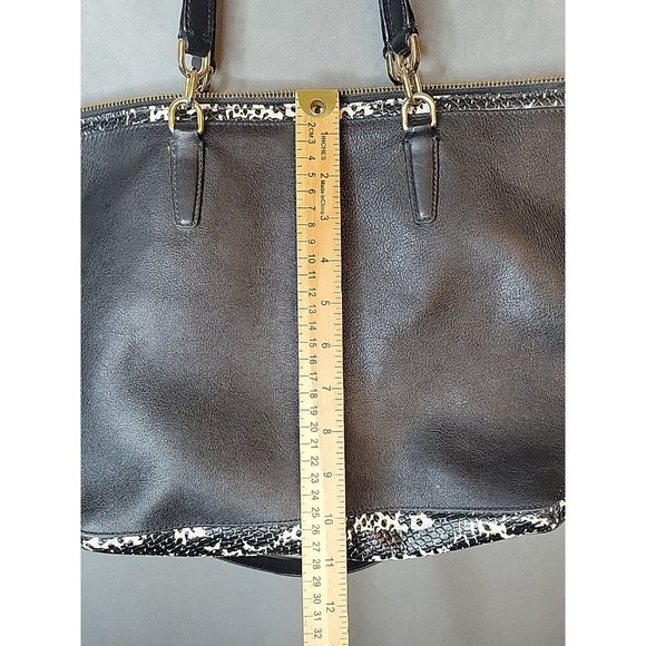 Coach Leather Bleecker Cooper Tote Shoulder Bag Black Python Top Zip - Picture 9 of 15